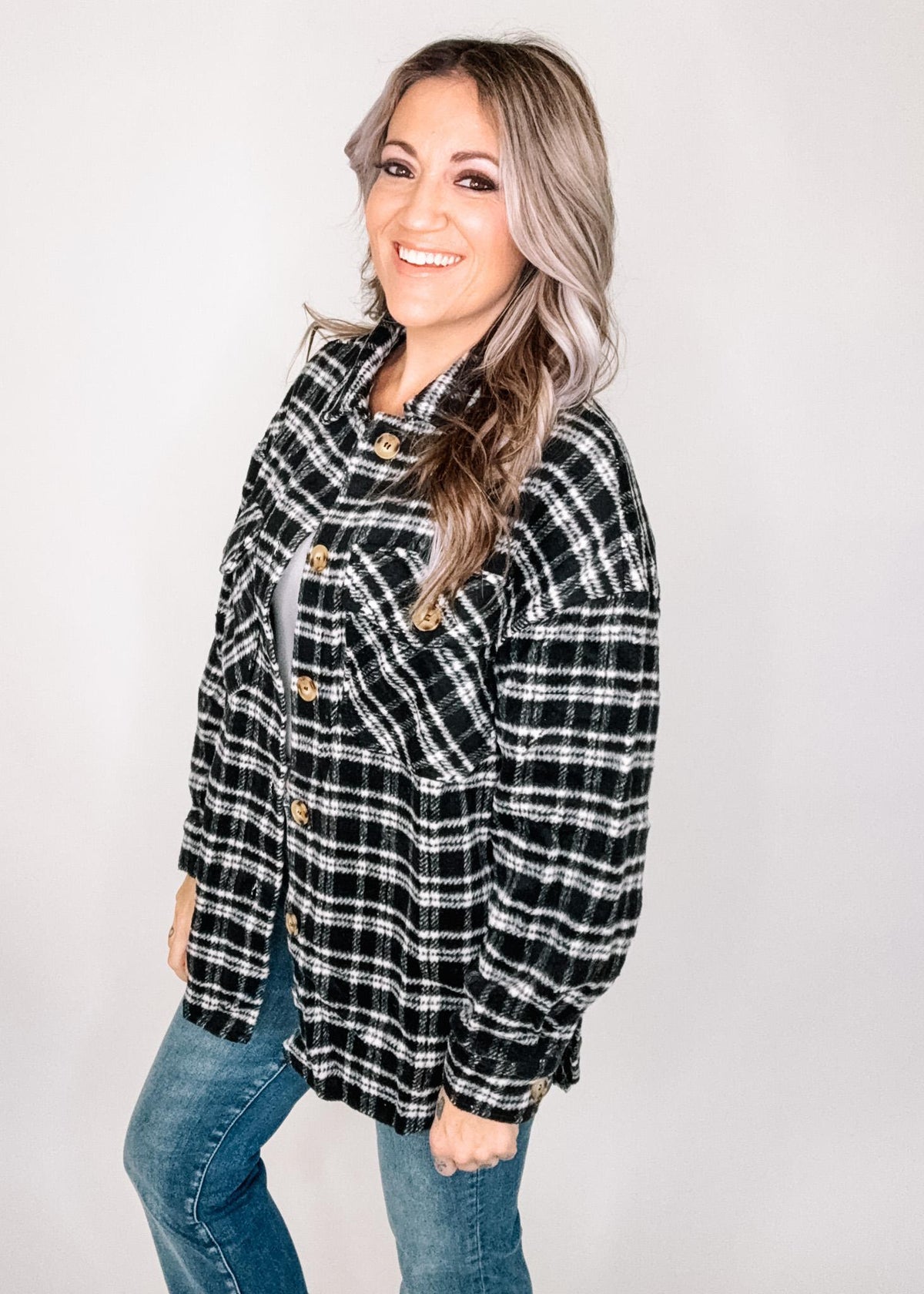 Plaid Soft Button Down Shacket