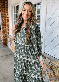 Olive Midi Dress with Contrast Binding