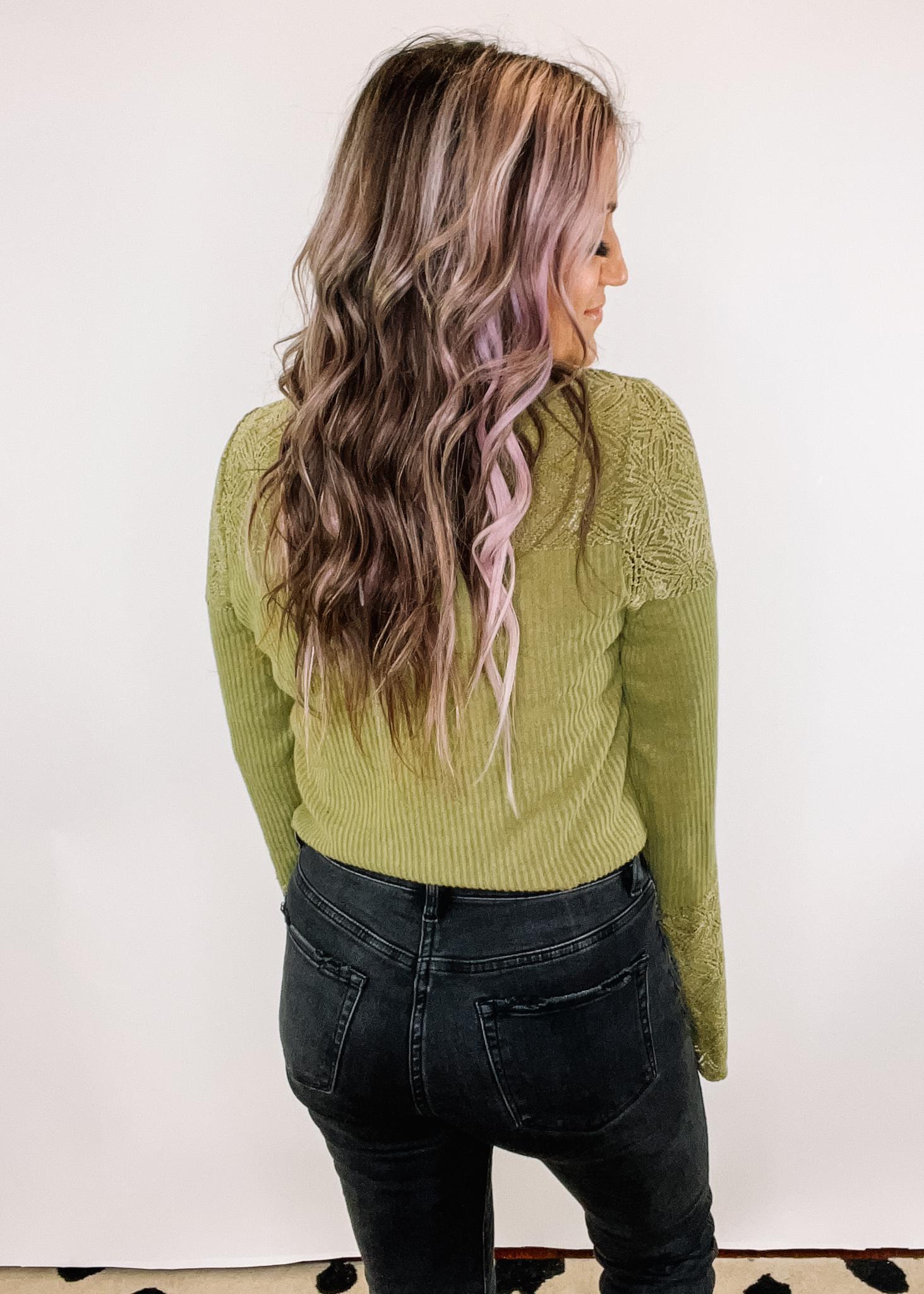 Olive Green V Neck Contrast Lace Detail Top – The Teal Eagle Boutique