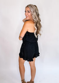 Lace Detail Ruffle Trim Romper