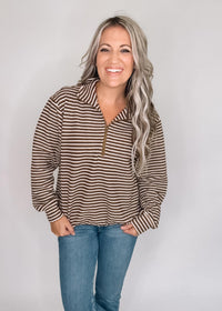 Brown Stripe Bubble Hem