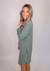 Olive Ribbed Mini Dress