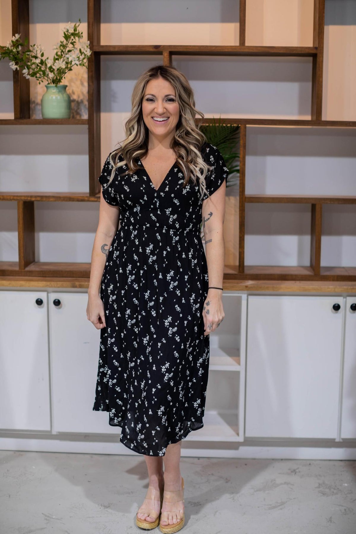 Ditsy Floral Grecian Midi Dress