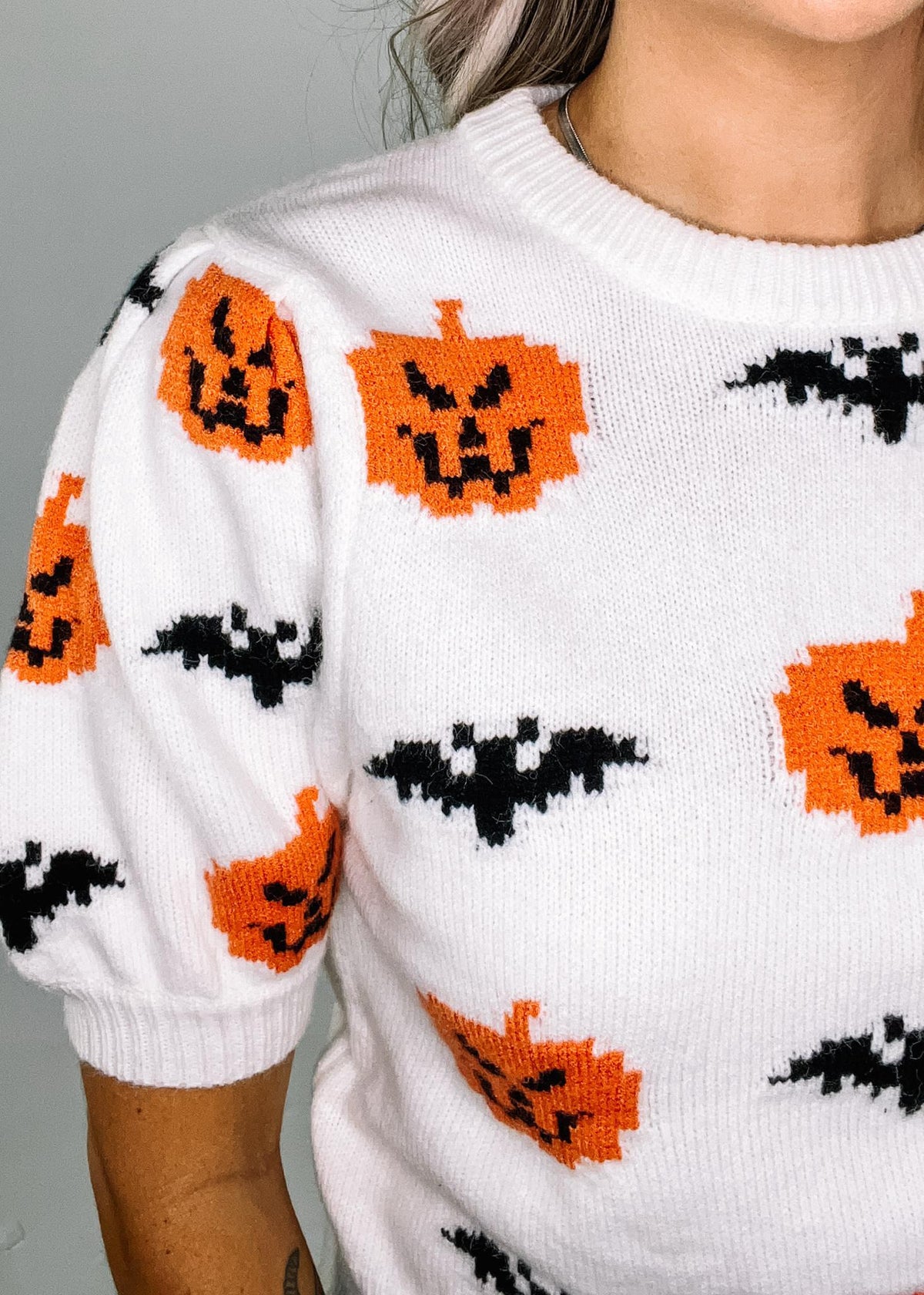 Halloween Pumpkin and Bat Sweater