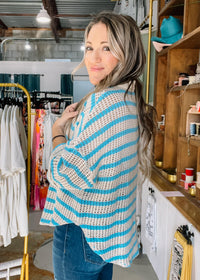 Collared Reglan Sleeve Crochet Top