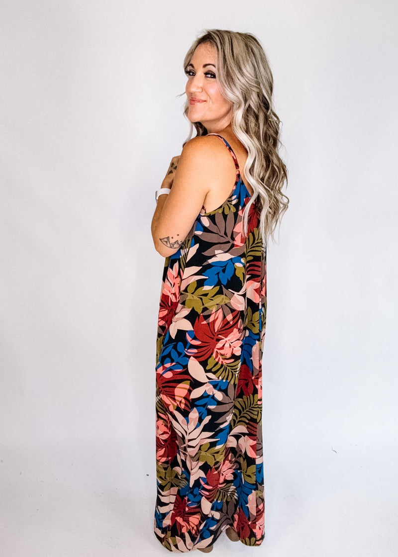 Tropical Strappy Cocoon Maxi Dress