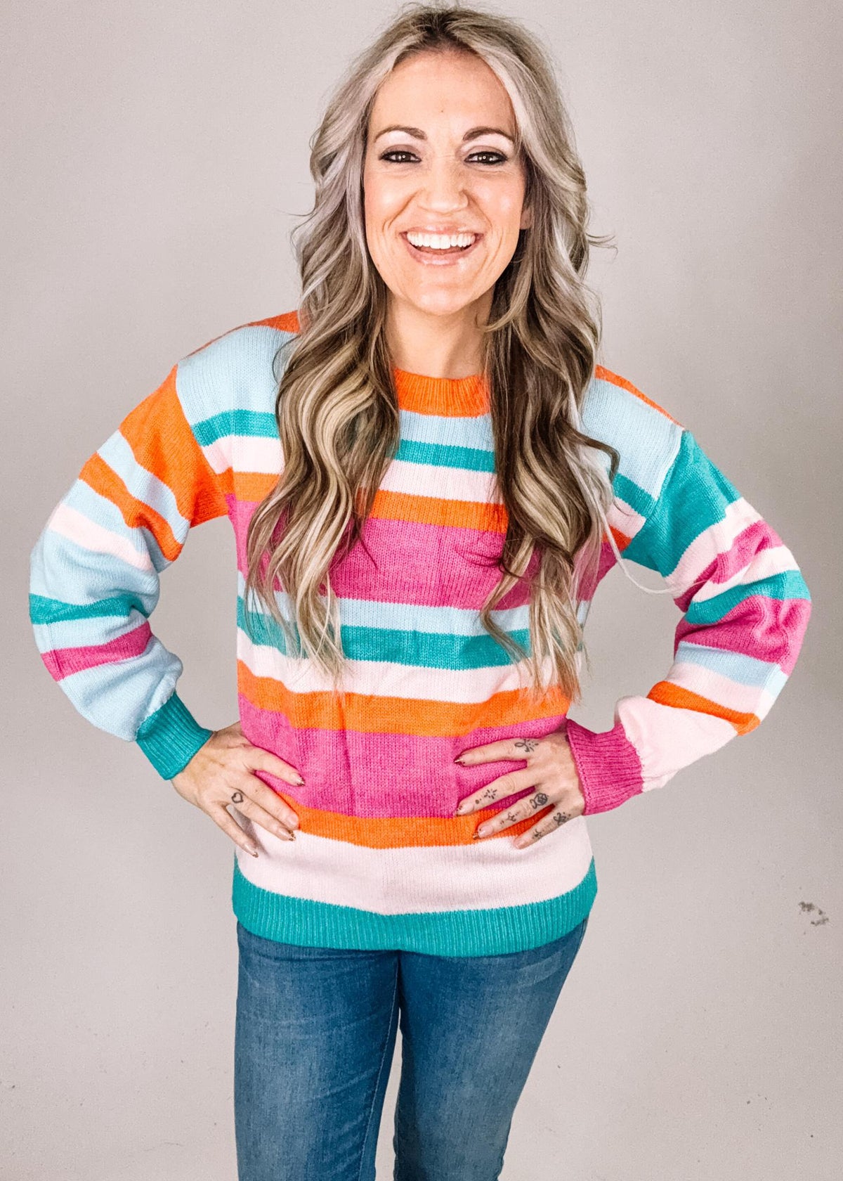 Colorful Stripe Knit Sweater