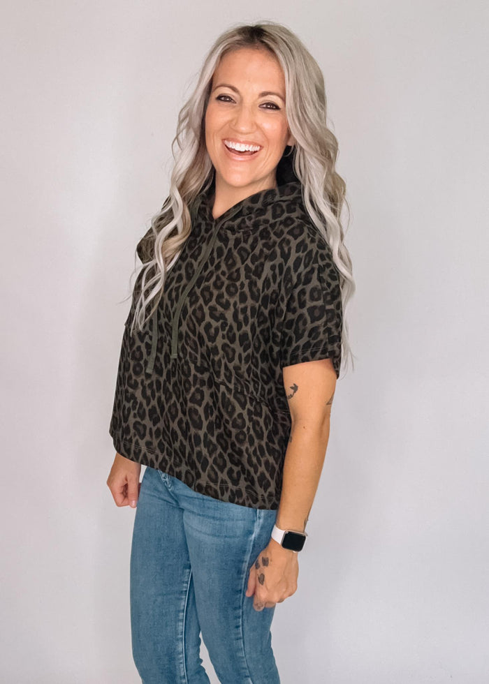 Olive Animal Print Hoodie