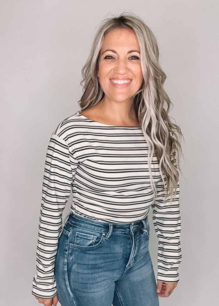 Stripe Velour Bodysuit
