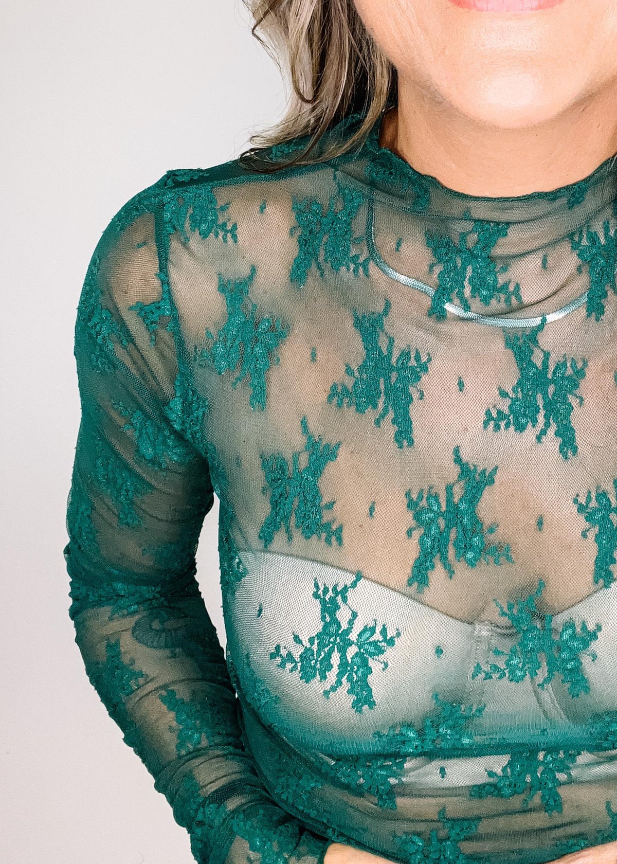 Emerald Lace Sleeve Top