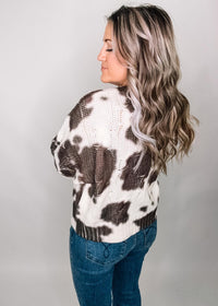 Animal Print Cable Knit Sweater
