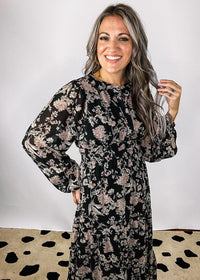 Black Floral Boho Dress