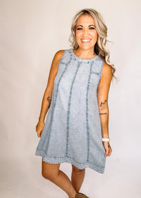 Sleeveless Tencel A-Line Mini Dress