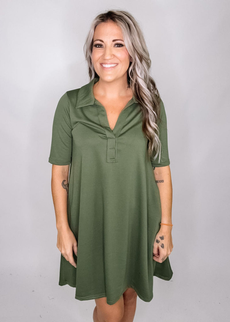 Half Sleeve Polo Mini Dress