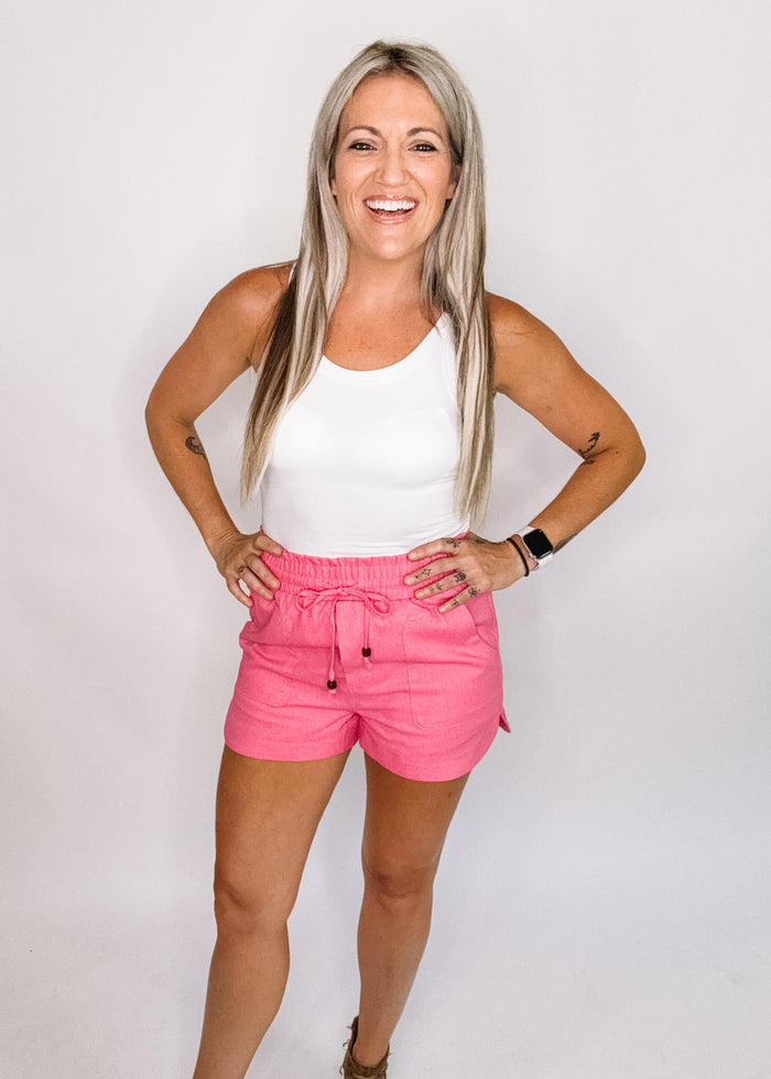 Linen Paper Bag Drawstring Shorts