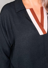 Black Stripe Trim Blouse