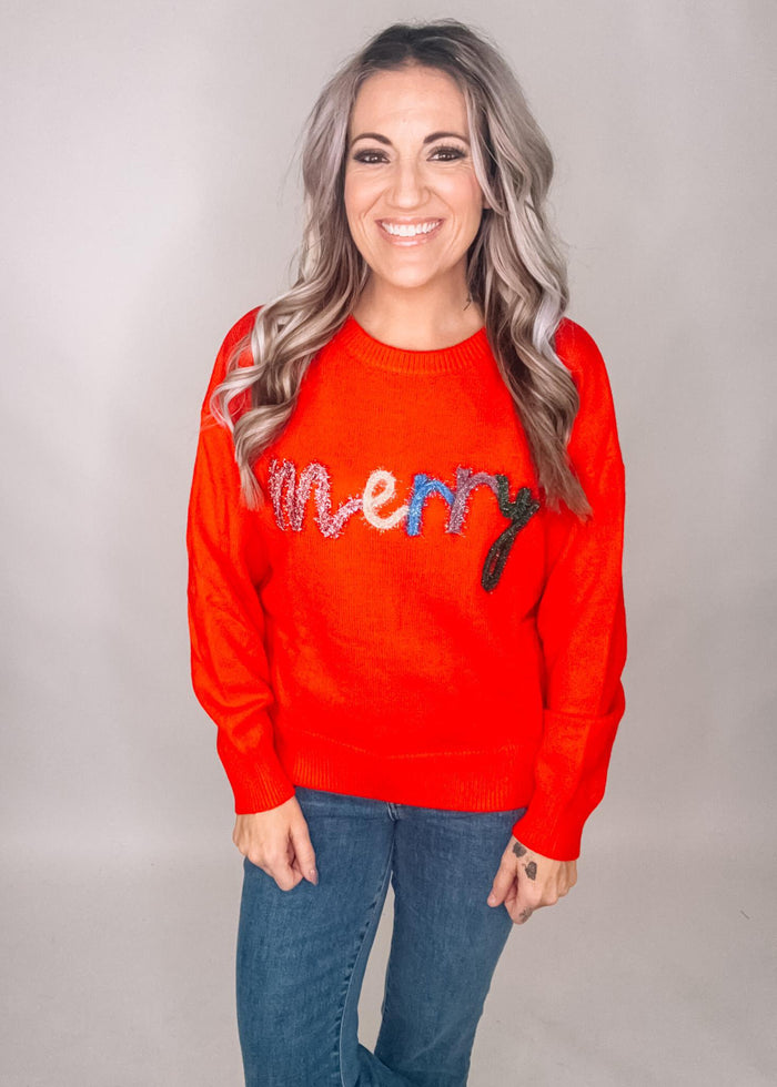 Red Merry Tinsel Sweater