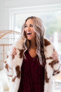 Cow Print Fur Jacket