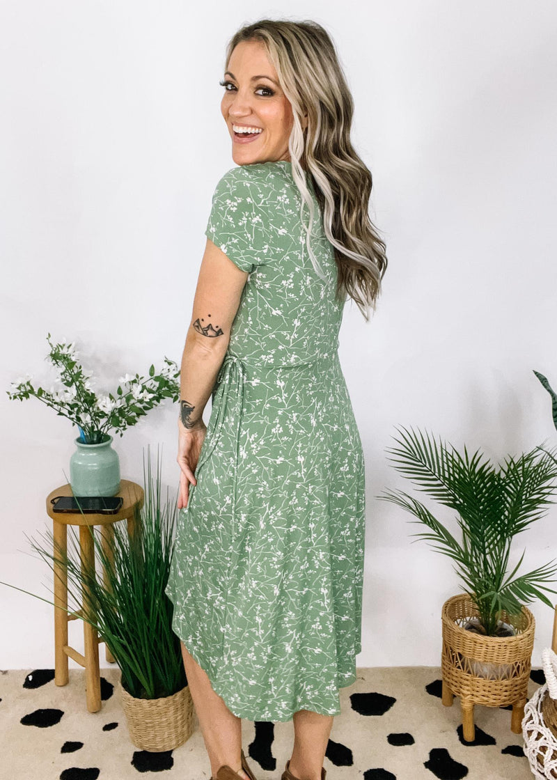 Sage Ditsy Floral Midi Dress Sage Ditsy Floral Midi Dress
