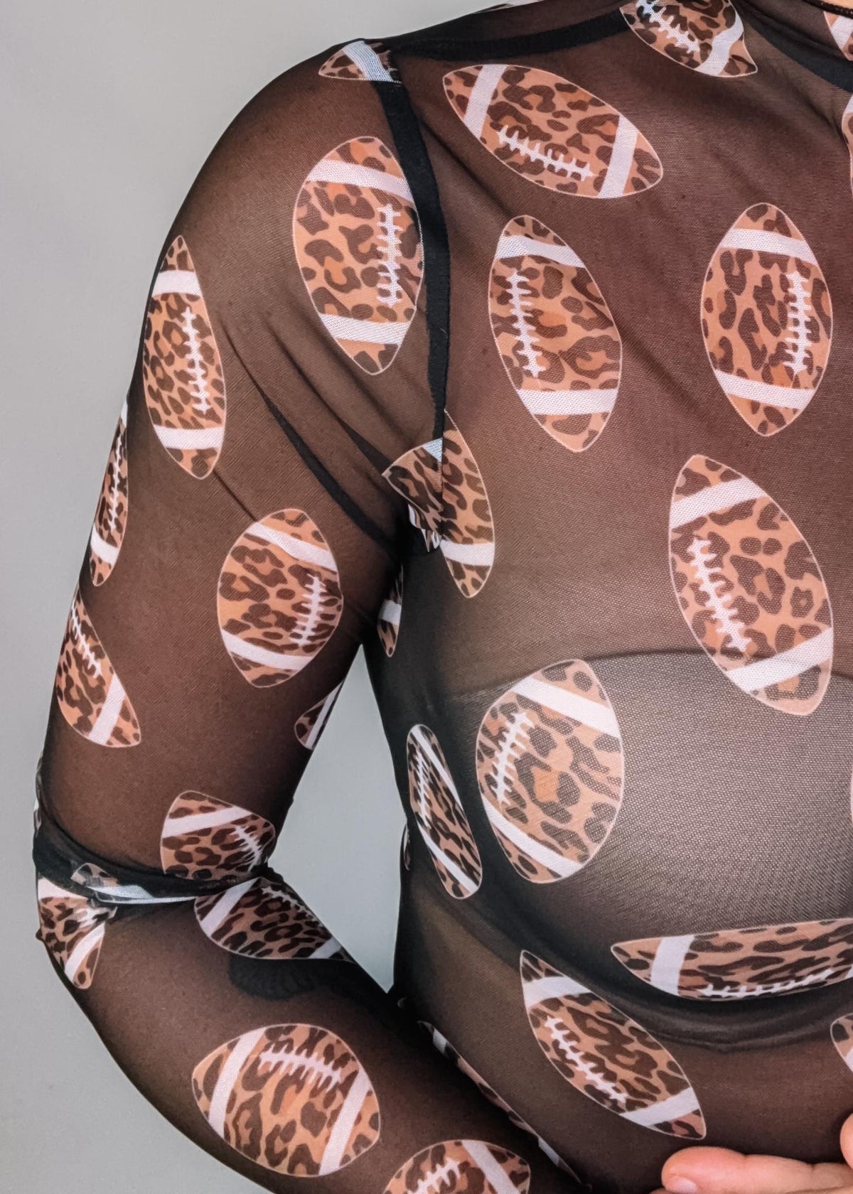 Leopard Football Mesh Layering Top