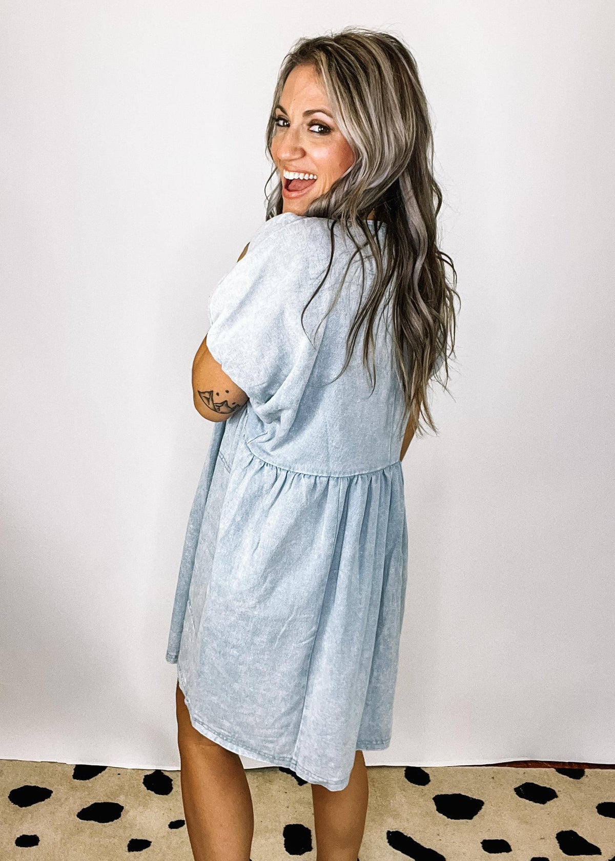 Chambray Dress with Pintuck Detail