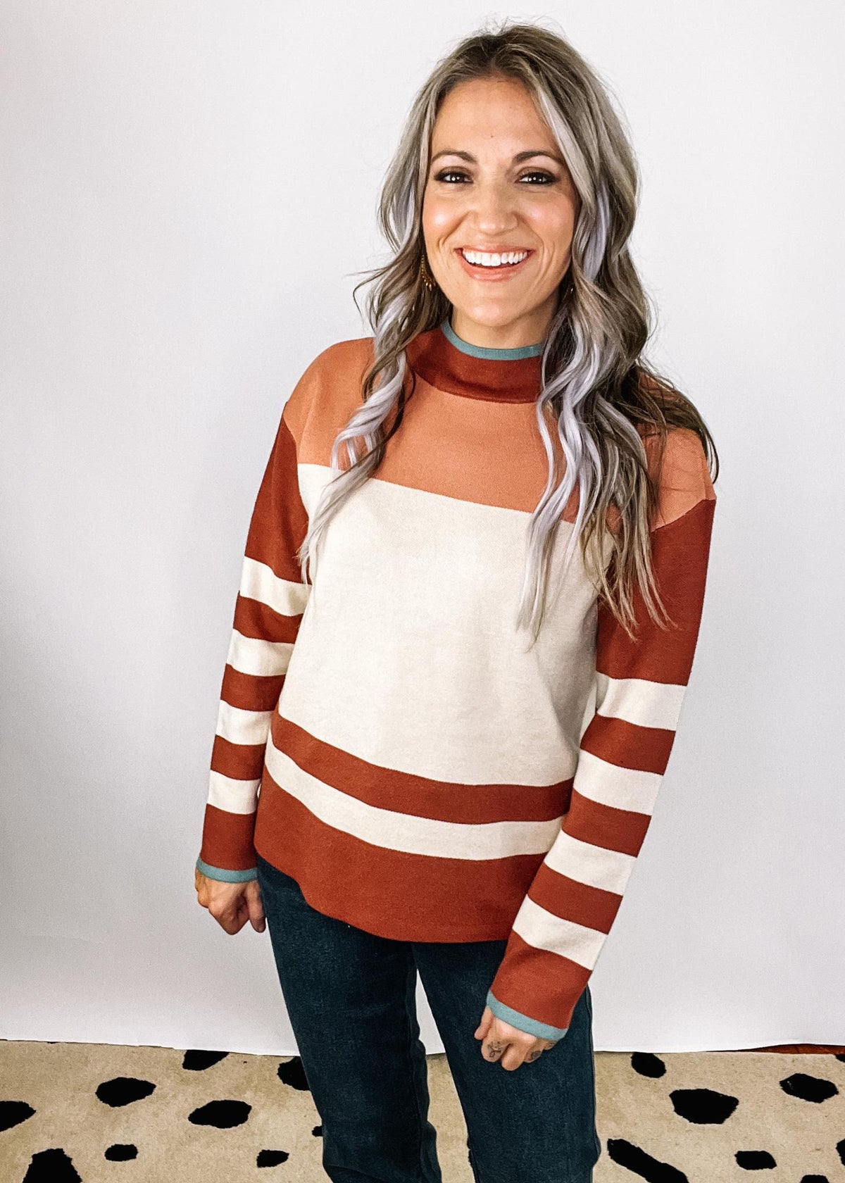 Picante Stripe Mock Neck Sweater