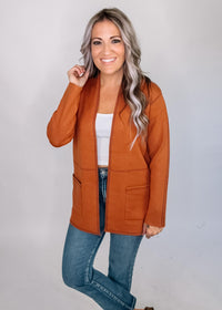 Chestnut Faux Stitch Cardigan
