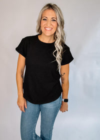 Round Neck Cuffed Sleeve T-Shirt