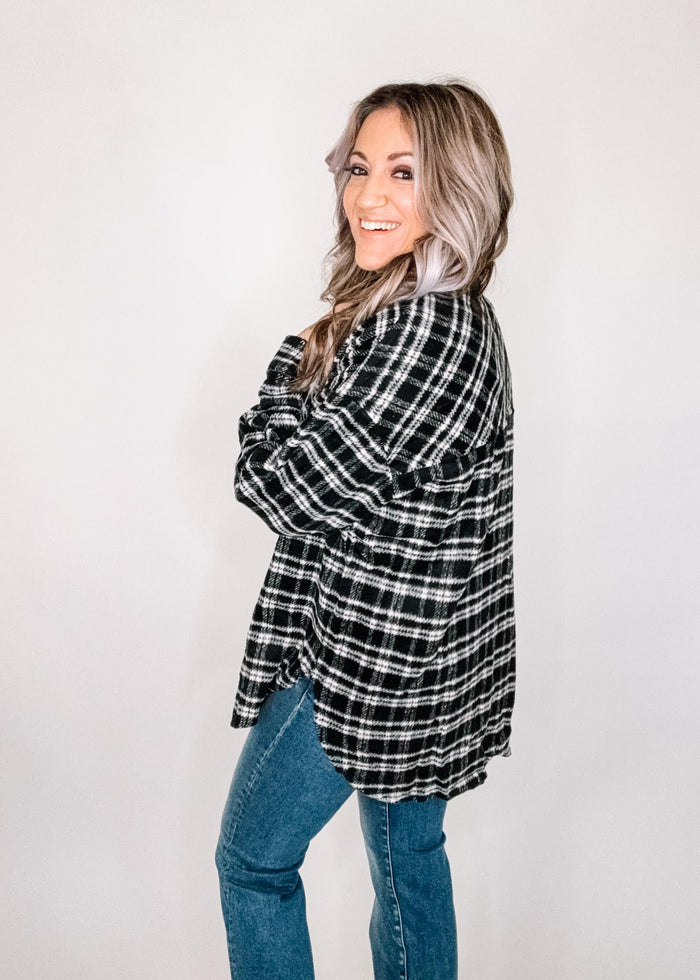 Plaid Soft Button Down Shacket