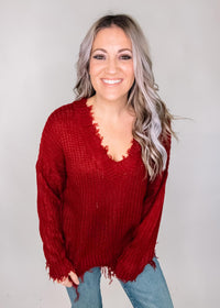 Distressed Hem Knit Sweater