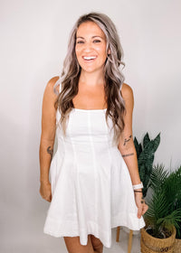 Off White Flare Panel Mini Dress
