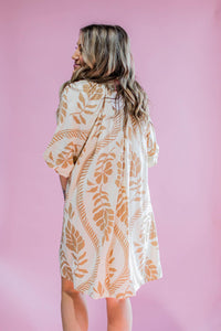 Latte Printed Puff Sleeve Mini Dress