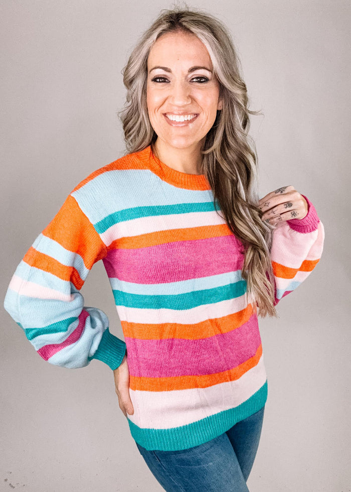 Colorful Stripe Knit Sweater