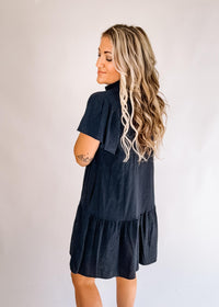 Yoke Button Down Mini Dress with Pockets