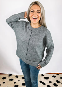 Charcoal Pullover with line detail