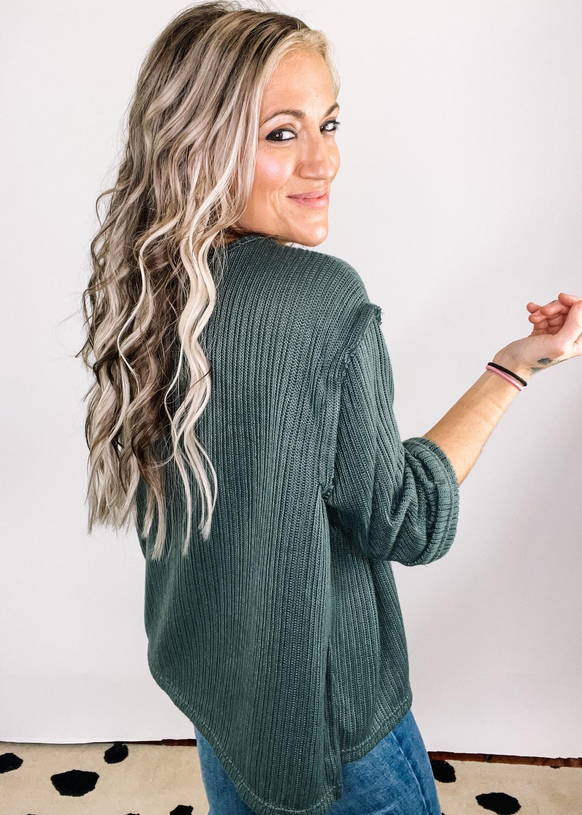 Slate Green Chunky Knit Top