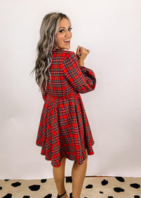 Red Holiday Plaid -Line Dress