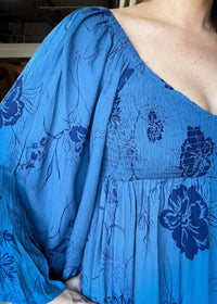 Midnight Floral Print Bell Sleeve Top