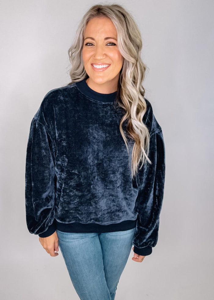 Midnight Mock Neck Long Sleeve Knit Top