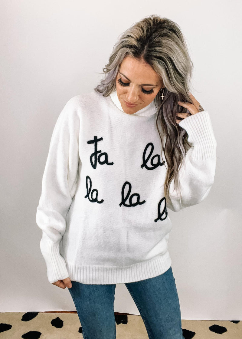 Turtleneck "FA LA LA" Holiday Sweater