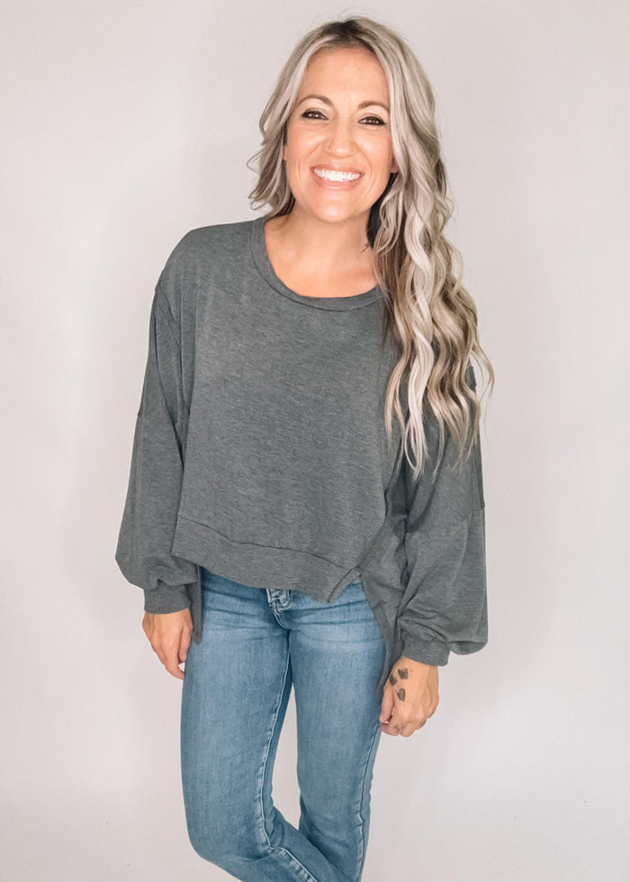 French Terry Long Sleeve Poncho Top