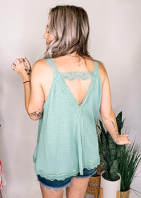 Lace Trim Flowy Tank Top