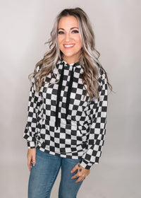 Checkerboard Printed Hoodie