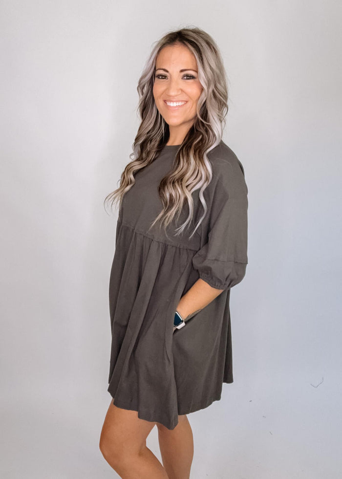 Ash grey Mini Babydoll Dress