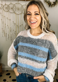 Lovely Drop Shoulder Stripe Sweater