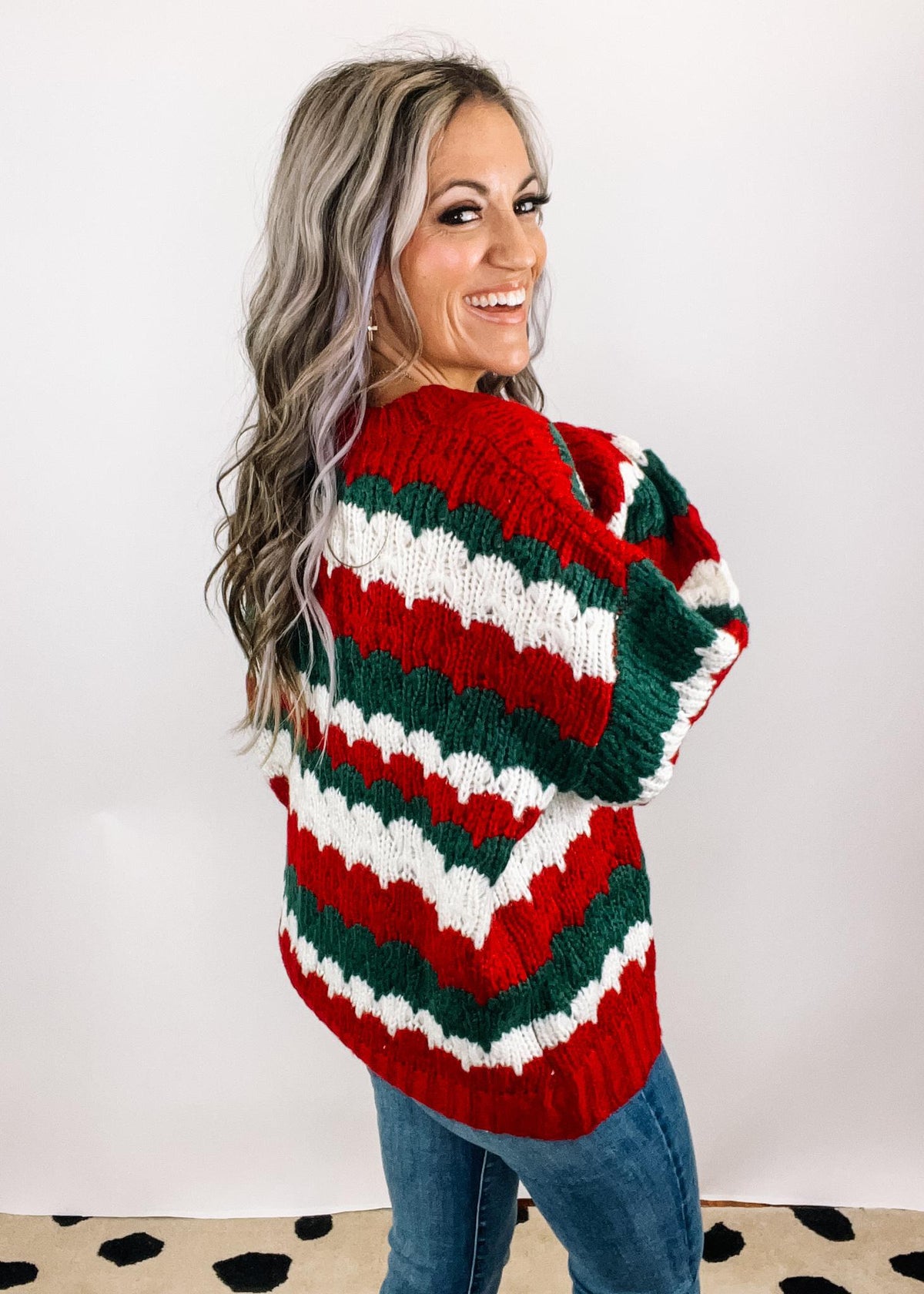 Holiday Stripe Textured Sweater