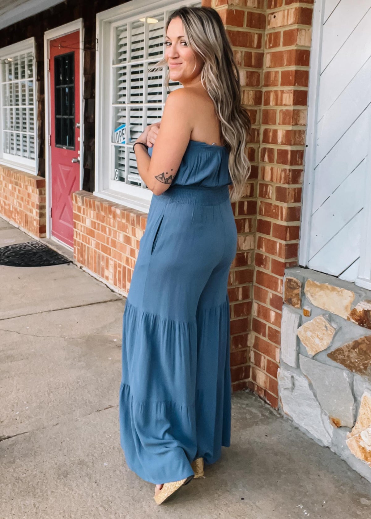 Smocked Tiered Wide Leg Jumpsuit