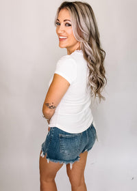Ribbed Knit Top with Lace & Bow Trim
