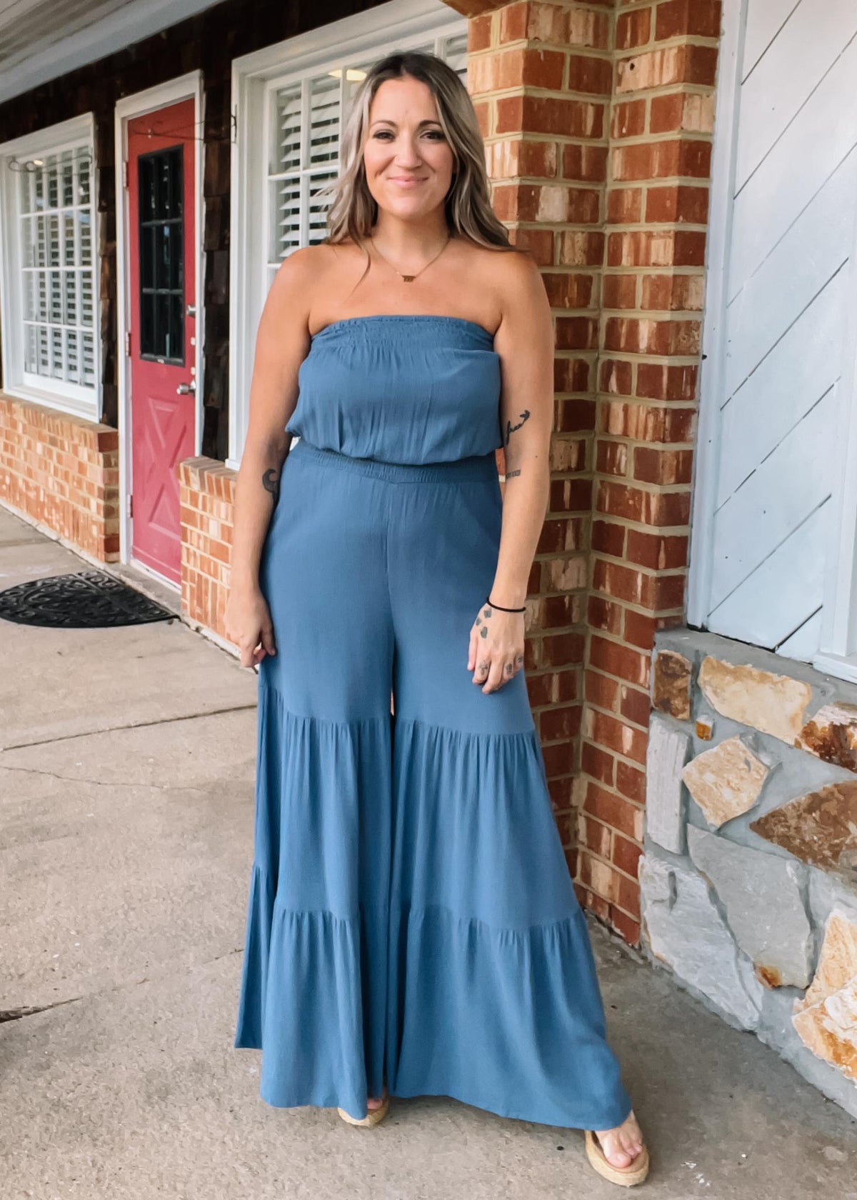 Smocked Tiered Wide Leg Jumpsuit