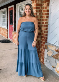 Smocked Tiered Wide Leg Jumpsuit